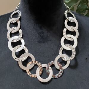 Women Fashion Multi Circle Link Collar Necklace w/ Lobster Clasp